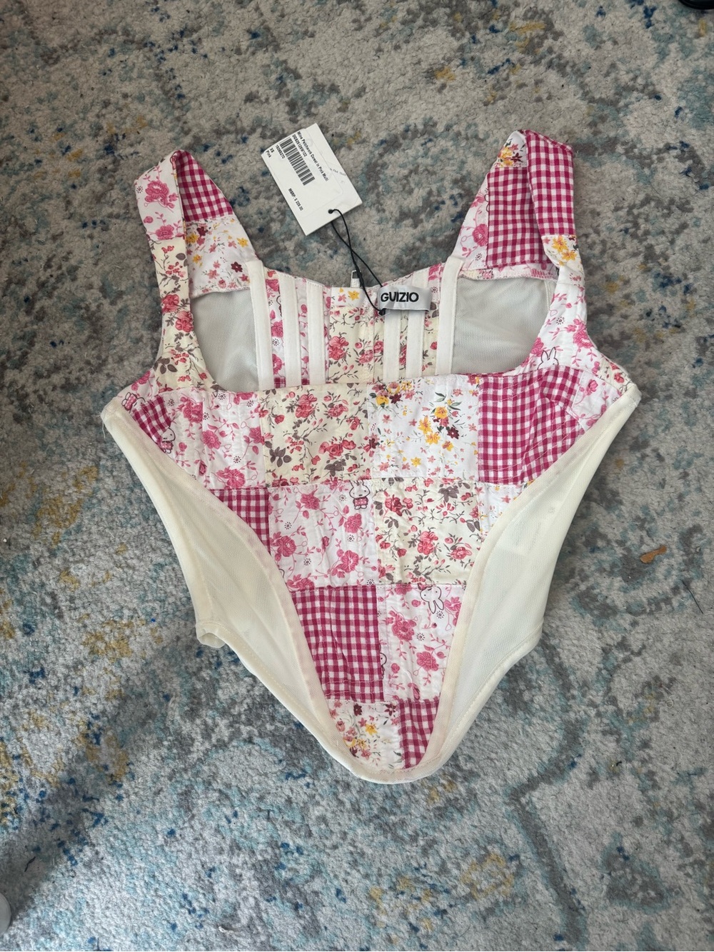 NWT Guizio Mina Patchwork Corset in Pink Multi - Picture 3 of 5